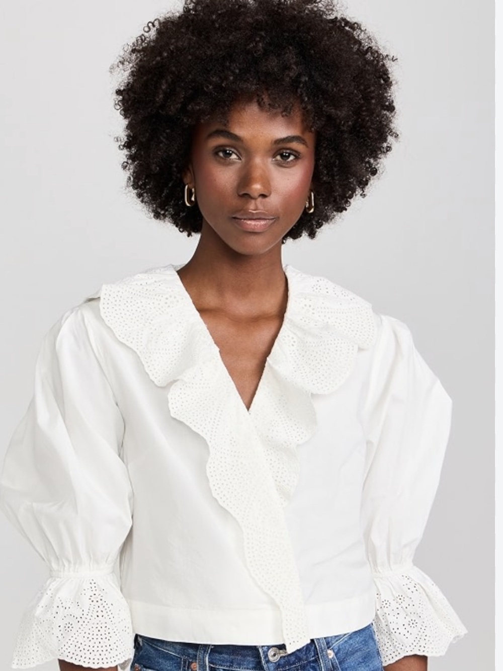 Posse Beryl Cross Over Blouse in Vintage White